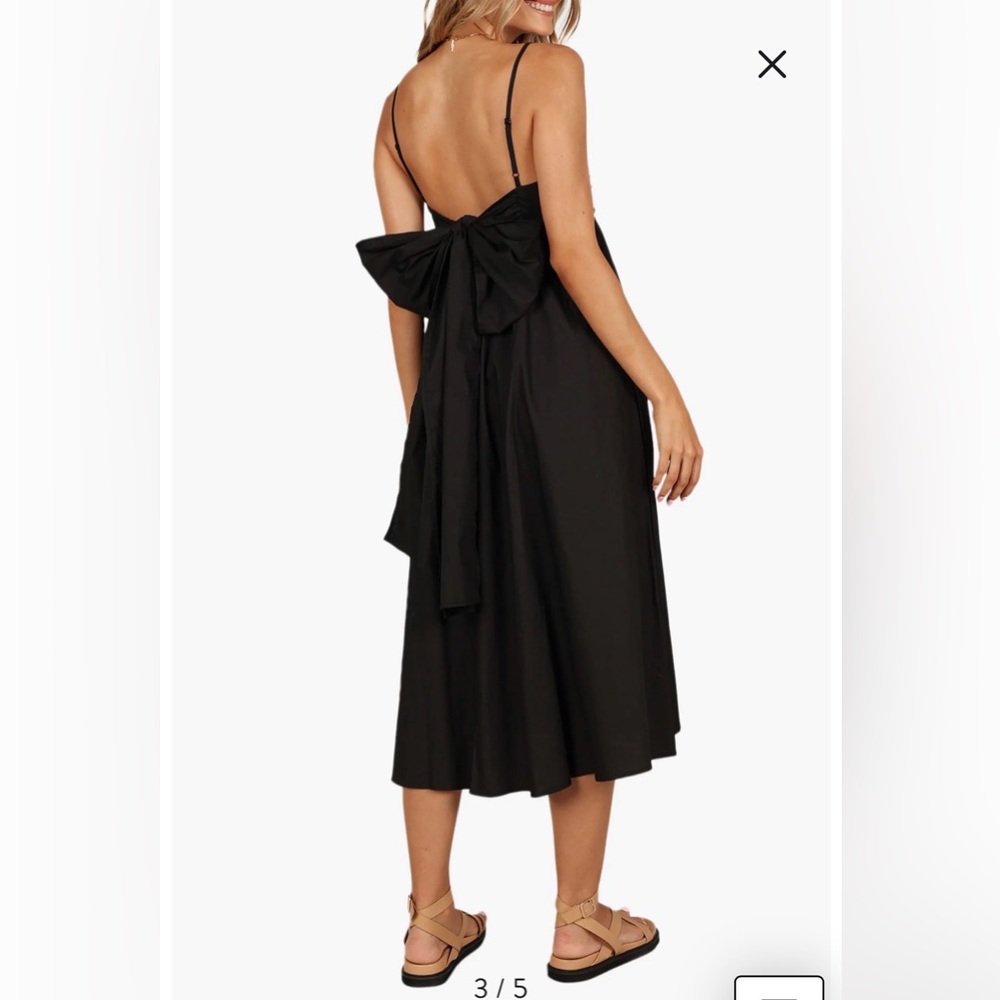 Petal & Pup Black Midi Dress with Spaghetti Straps - Picture 3 of 12
